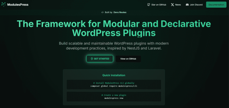 ModulesPress - a next-gen, open-source WordPress plugin development framework inspired by NestJS, Angular, and Laravel!